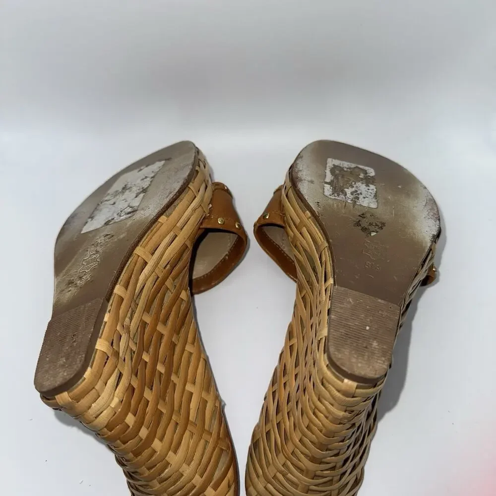 Michael Kors Santorini Wedge Slide Sandals Brown Leather Women’s 8.5